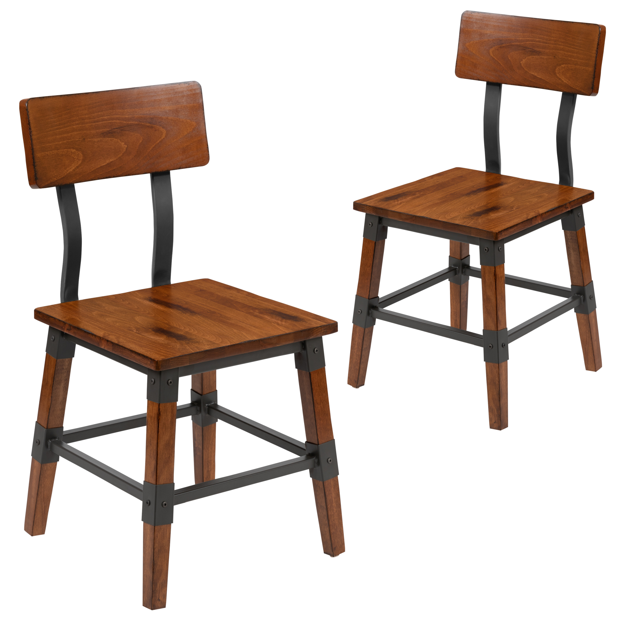 Flash Furniture, 2 PK Rustic Walnut Industrial Wood Dining Chair, Included (qty.) 2 Model# 2XUDGW0236